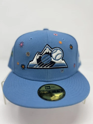 Colorado Rockies - New Era Hat Club Fitted Hat - Size 7 5/8 - Blue Floral