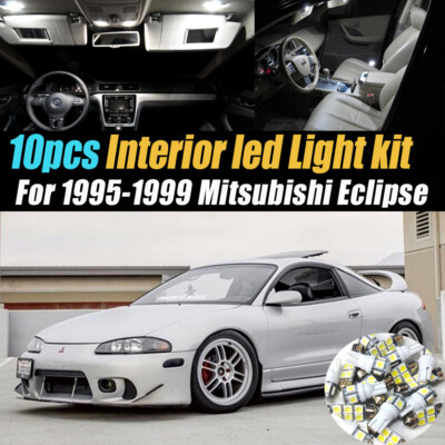 10Pc Car Interior LED White Light Bulb Kit for 1995-1999 Mitsubishi Eclipse