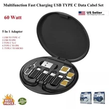 5 in 1 Multifunction Cable Case 60W Fast Charging Cable Accessories Box Portable