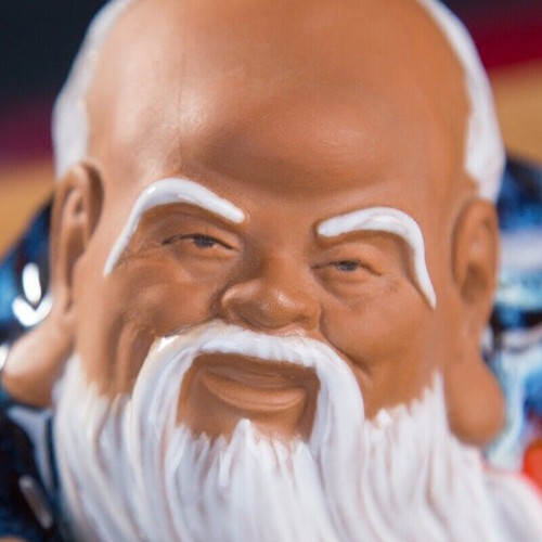 6" Chinese Wucai Porcelain Pottery Ru Yi Old Man People Long Life Figurine - Picture 3 of 4