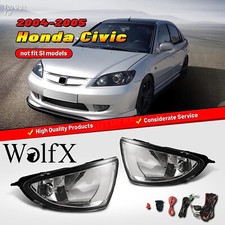 For 2004-2005 Honda Civic 24 Door Fog Lights Replacement Clear Lens Lamps Lr