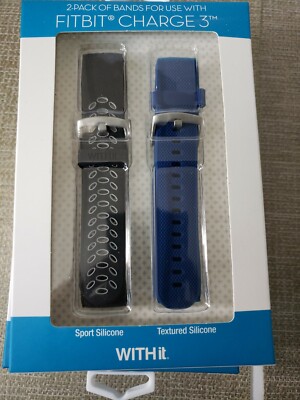 WITHit - 51572BBR Band Kit for Fitbit Charge 3 (2-Pack) - Black/Blue | eBay