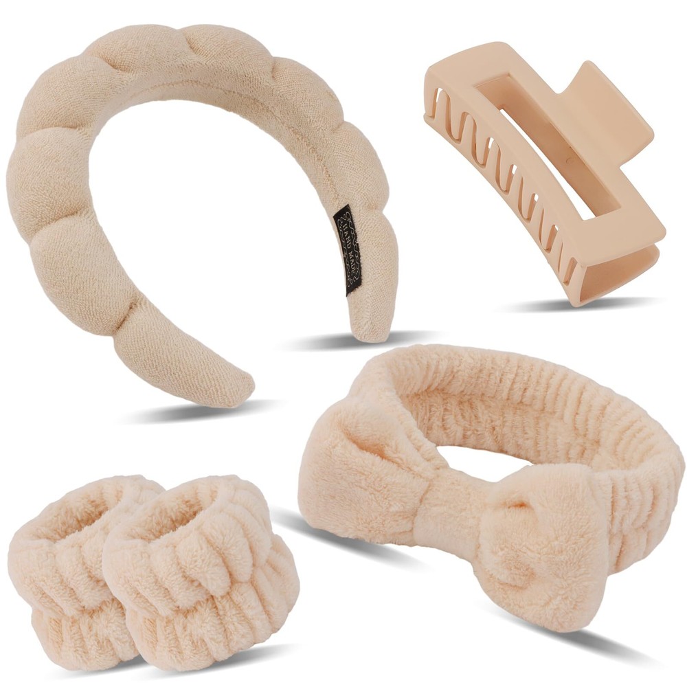 Headband & Wristband Set with Clips - Cute Skincare Accessories for Teens
