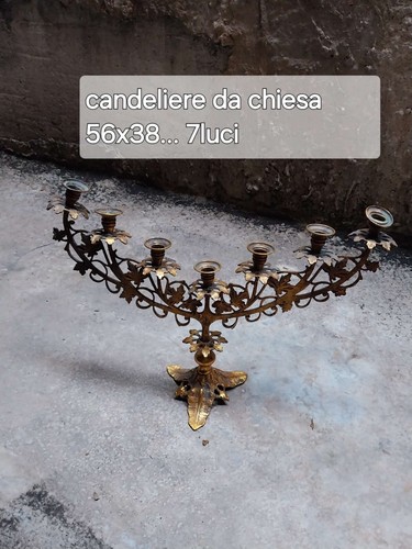 Antico Candelabro Ebraico 7 Luci 56x38 - Foto 3 di 3