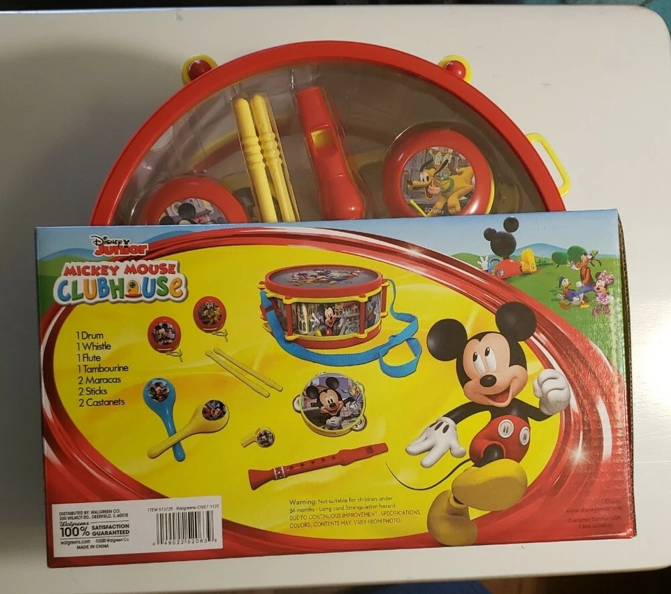 Nuevo Disney Junior Mickey Mouse Fiesta Banda Tambor 10 Piezas Conjunto Instrumentos Musicales Foto 3 de 4