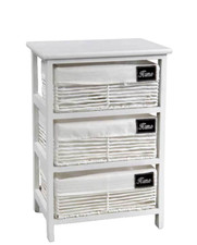 CASSETTIERA 3 CASSETTI VIMINI LEGNO BIANCA MOBILETTTO SLIM SALVASPAZIO 58*40*29