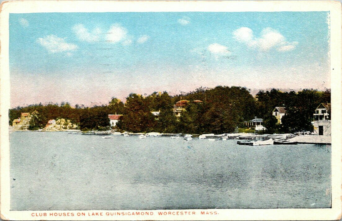 Postcard Club Houses On Lake Quinsigamond Worcester Mass 1920 eBay