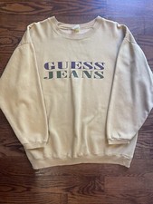 Vintage 80s90s Tan Beige Guess Jeans Spell Out Sweatshirt Fit Like L/XL Oversize