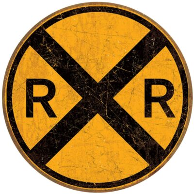 Railroad Crossing Metal Tin Sign 12in x 16in