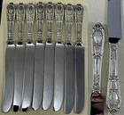 Vintage Fontaine Pattern International Sterling Silver Flatware Knife 9" Set 8pc
