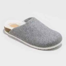 Universal Thread Women's Bev Flats w/Fur Mules Slip On Sandals Gray Sz 9.5 A5019