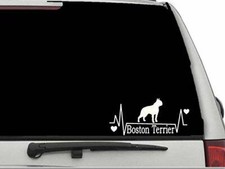 CW3290 "Boston Terrier Heartbeat Lifeline" Car Truck Window Decal Sticker Laptop
