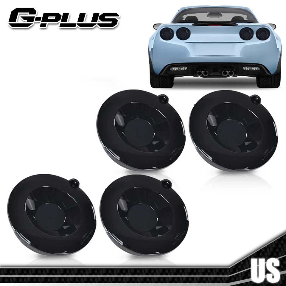 4pcs LED Tail Lights Brake Lamps Fit For 05-13 Chevrolet Corvette C6 Coupe Black - Image 2 of 4