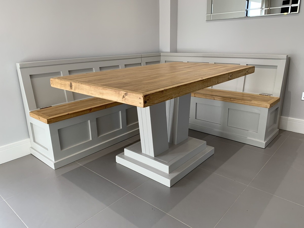 Modern Farmhouse banquette seating V Shape Table And Bench Set