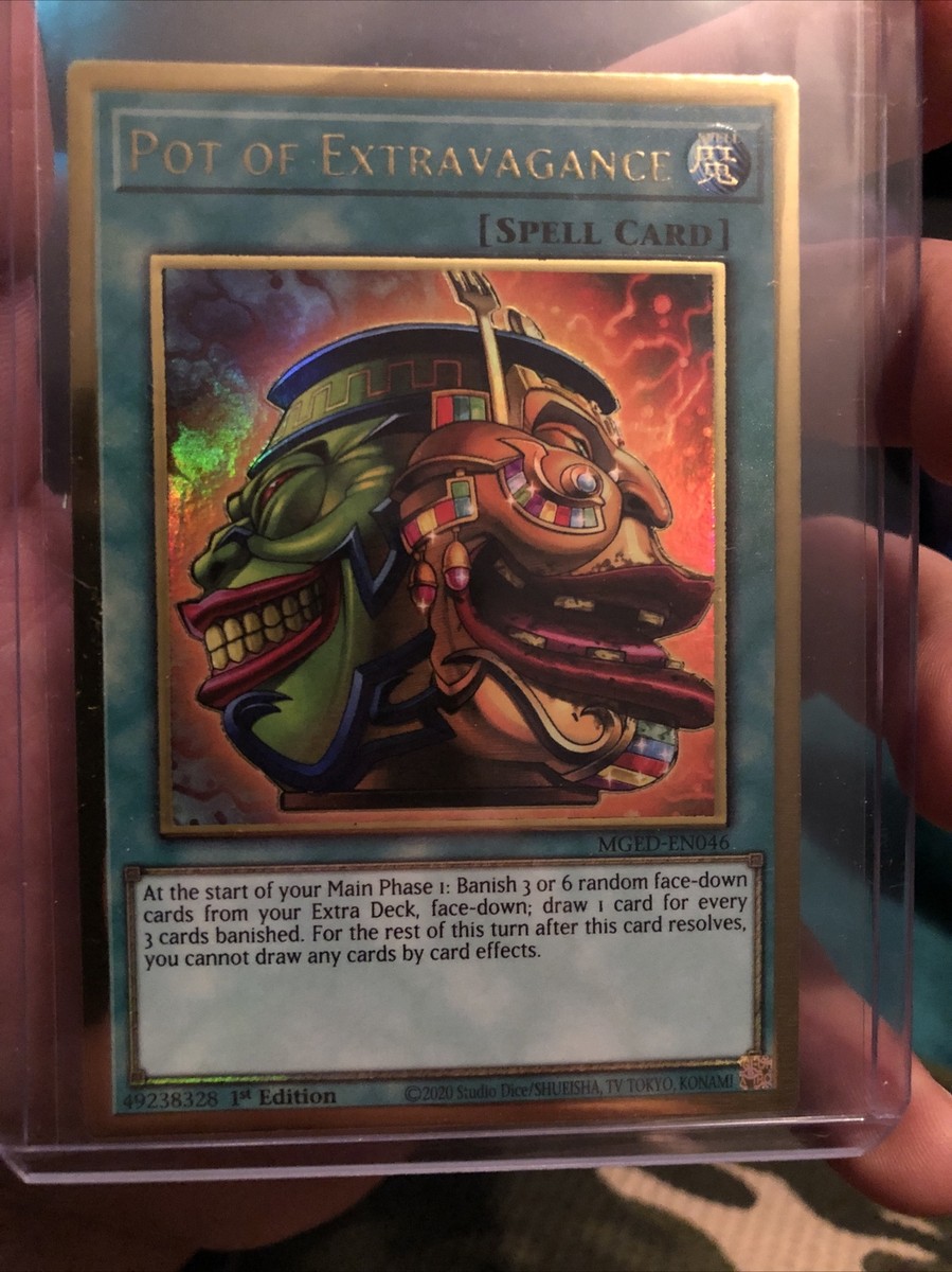 pot of gold yugioh card Yu-Gi-Oh! Limited Edition 24K Plated Collectible individually numbered metal god card Pot of Avarice (Gold) by