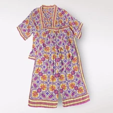 Haute Hippie Set Wide Leg Pant Open Reversible Kimono Cardigan Size M Boho