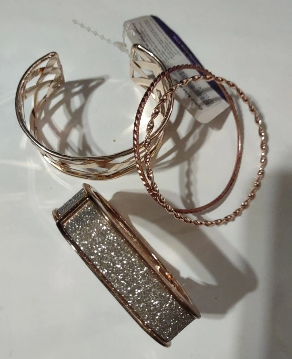 Rose Gold Bangles Bracelets Hinged Collection Claudia G 4 Pieces
