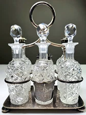 Richard Richardson Sheffield RR 2575½ Antique 6 Bottle Cut Glass Silver Cruet