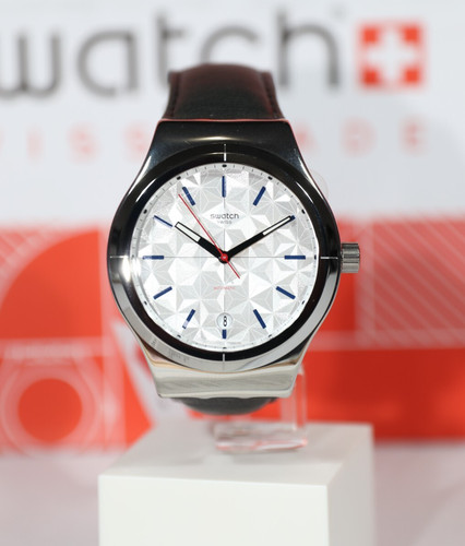 New Swiss Swatch Sistem51 Automatic Puzzle YIS408 42MM Silver Colored Leather St