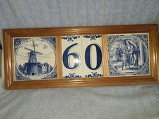 Delft Blue Framed Tiles;3 Panel;20.25" x 8" WOOD FRAMED; SCHOONHAVEN,HOLLAND