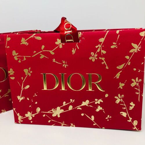 10-piece of Dior Limited Edition Red/Gold paper Gift Bag w/Ribbon 5.5"x7.7"x2.8" - Picture 1 of 6