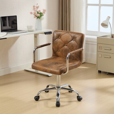 Home Office Chair Armrest Leather Modern Desk Chair Swivel Chair Thick Cushion