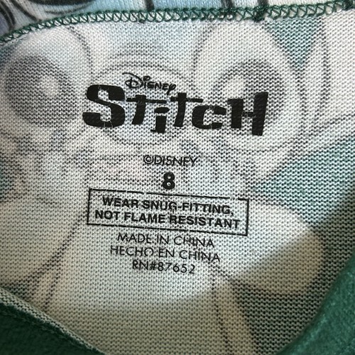 Disney Stitch Kids Girls Pajama Top Size 8 Green Long Sleeve Graphic Pullover - Picture 5 of 5