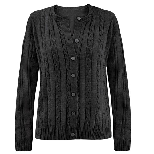 Versatile Cable-Knit Button Front Cardigan