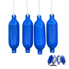 4 Ribbed Marine Boat Fenders Inflatable Vinyl Bumpers for Docking size 6.5"X23"