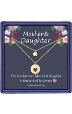 Mother Daughter Necklace Initial L , 14k Gold Filled Layered Necklace Heart