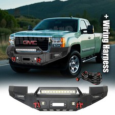 For Gmc Sierra 2500 / 3500 Hd 2011-2014 Off-road Front Bumper Winch + Led Lights