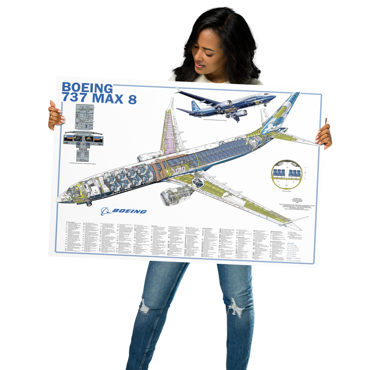Boeing 737 Max 8 cutaway Poster 24x36 in | eBay