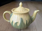 Shawnee Pottery Corn King Lidded Teapot #75 USA Yellow Green