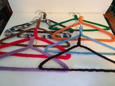 Vintage Crocheted Yarn Covered Clothes Hangers Lot Of 9 Colorful