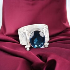 London Blue Topaz Gemstone Ring All Size 925 Sterling Silver Jewelry for Gift DE