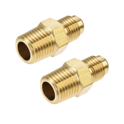 2 Stück Messing Rohrverschraubung SAE 45 Grad 1/4'' auf 1/4'' NPT Außengewinde