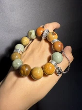 15mm beads Unique Natural Alashan Agate Elastic Bracelet/ Tibet Peace/Gift