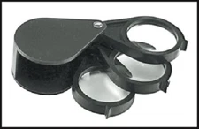 Folding 15x Magnifier, 3 lenes 5x each, Handheld Loupe 