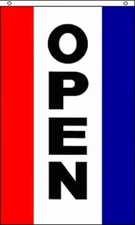 OPEN Vertical Advertising Flag Banner Sign 3x5 ft Business Store Restaurant Shop