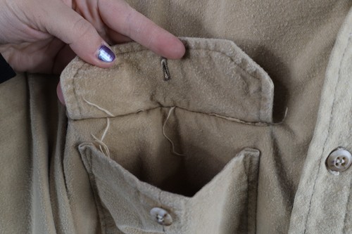 Vintage 90s Cabelas Mens 2XLT Distressed Moleskin Chamois Cloth Button Shirt USA - Picture 8 of 13