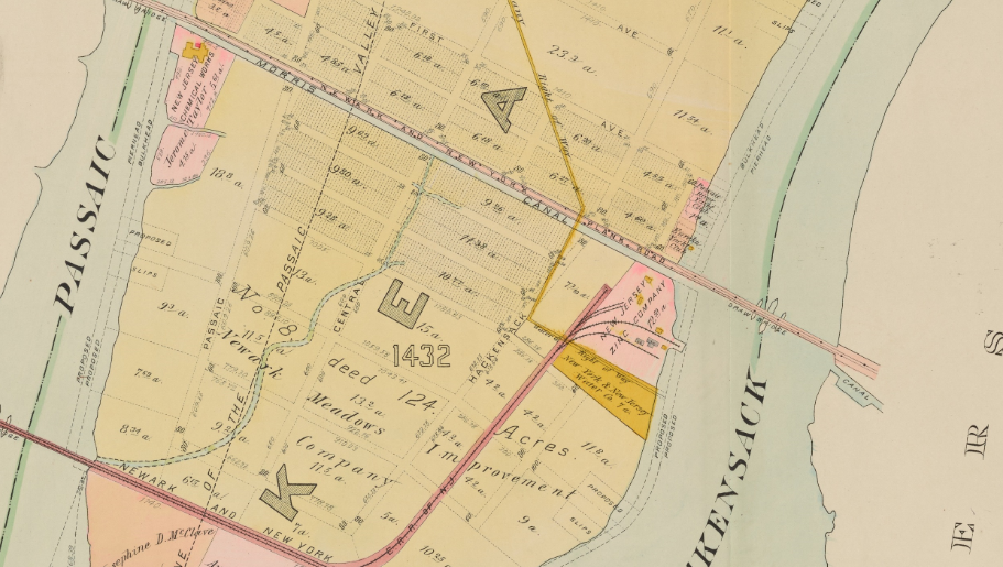 1909 KEARNY, HUDSON COUNTY NEW JERSEY PLANK ROAD DRAW BRIDGE COPY PLAT