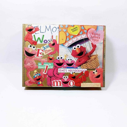 Vintage Elmo Trinket Storage Box Handcrafted Treasure Wood Box (hsu)