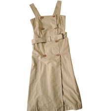 Madewell Mini Dress Womens 0 Beige Sleeveless Double Breasted Strapped Stylish