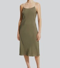  325 Theory Women's Green Smocked-Back Midi Slip Dress Dress Size X-Large