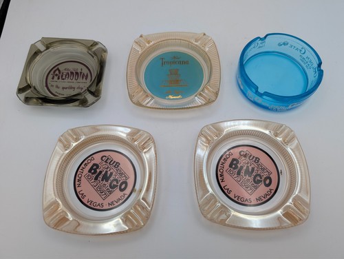 Vintage Lot of 5 Casino Glass Ashtrays