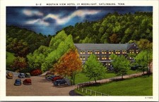 Gatlinburg TN Moutain View Hotel At Moonlight Postcard