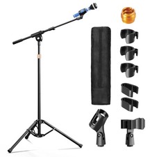 Mic Stand with Boom Arm with Carrying Bag and 2 Mics Clips, 1 Pack
