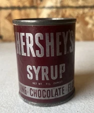 Hershey's Chocolate Syrup 5.5 oz Sealed Can (pre-barcode) 1960's