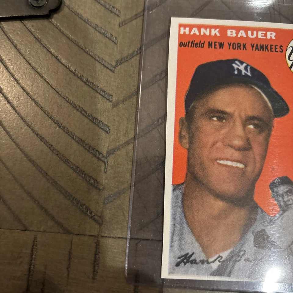 1954 Sports Illustrated Paper Premier Hand Cut Cards Hank Bauer Yankees EX+ - Image 3 of 4