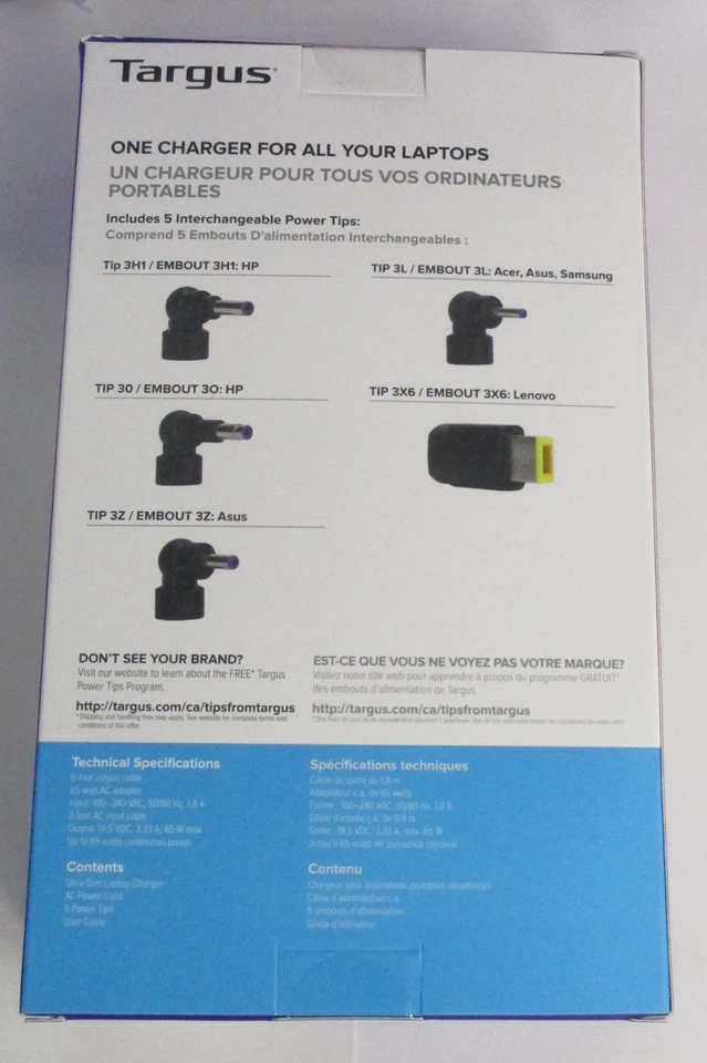 Lote de 14 - Cargador Universal para Portátil Targus APA92US 65W AC Ultra Delgado Foto 3 de 3
